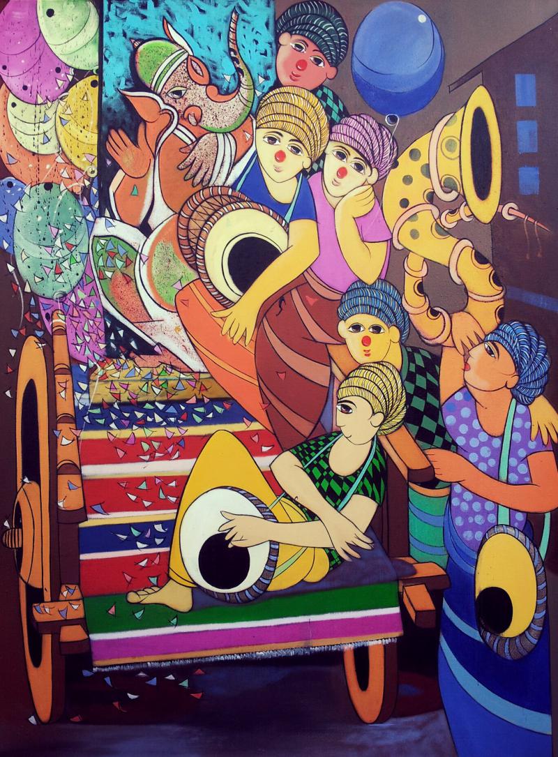 800x1085 Ganesh Festival By Artist Dnyaneshwar Bembade Anime Art - Festival Painting