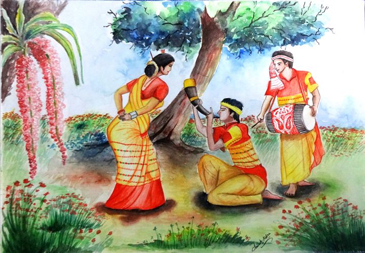 720x500 Indian Festival Bihu Painting - Festival Painting