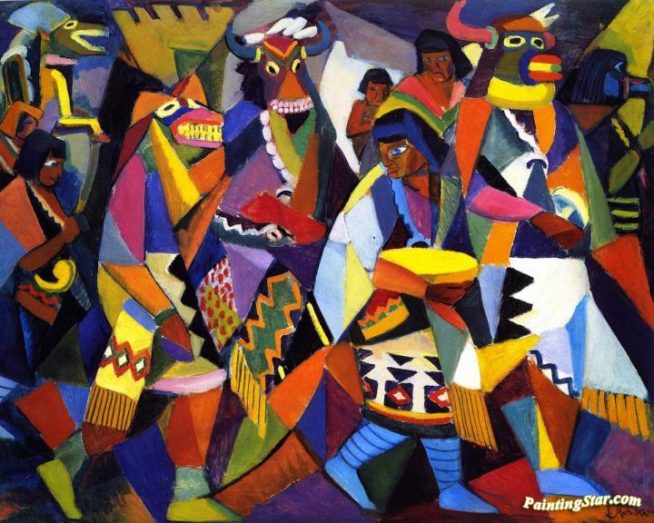 720x576 Indian Festival In Arizona Artwork By Jan Matulka Oil Painting - Festival Painting