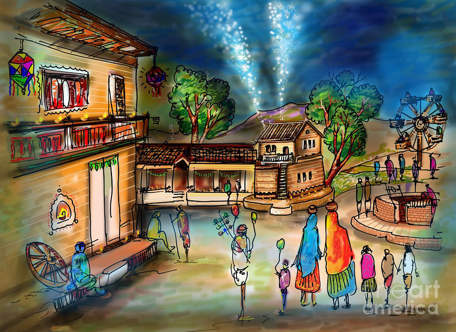 900x656 Indian Festival Of Light Painting By Faisal Mateen Syed - Festival Painting