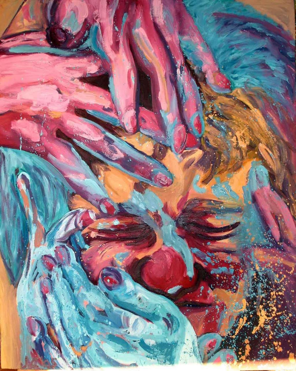 1024x1283 Joan Carlini Artwork Holi Festival Original Painting Oil Life Art - Festival Painting