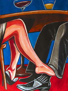 225x300 Playing Footsie Print Poster Shoe Foot Fetish Feet Wine Christmas - Fetish Painting