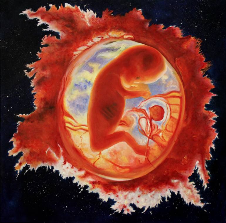 770x759 Saatchi Art Fetus Painting By Konstantinos Kounalis - Fetus Painting