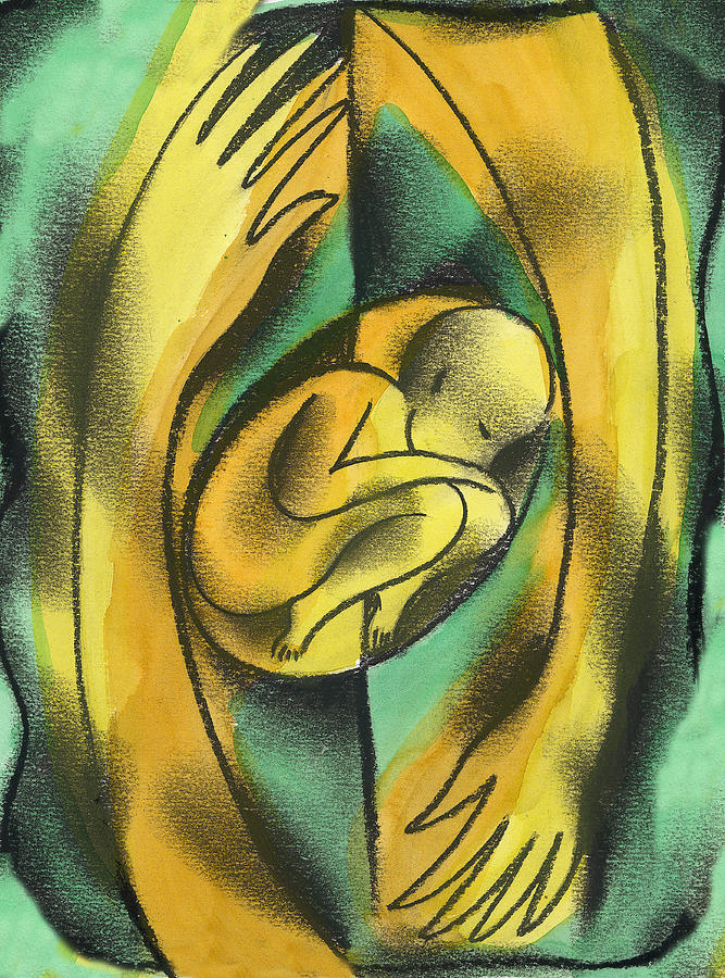 667x900 Childbirth Painting By Leon Zernitsky - Fetus Painting