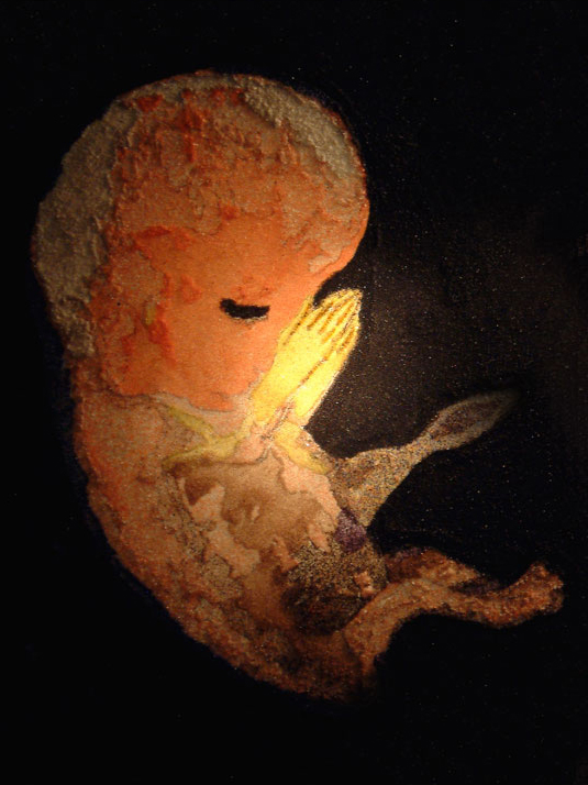 535x714 Editorial Illustration Sand Painting Alana Sabin - Fetus Painting