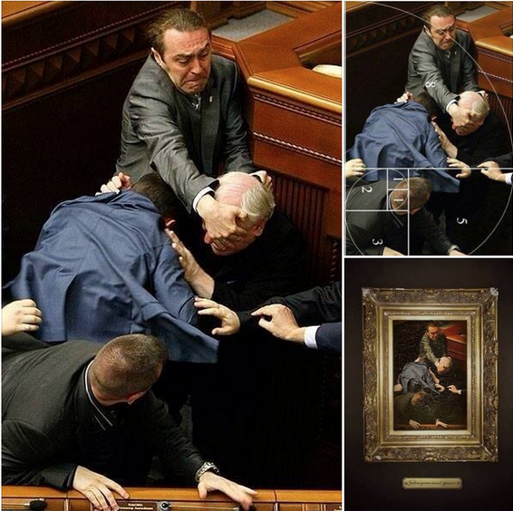 566x564 Someone Took A Photo Of A Ukrainian Parliament Fight That Is As - Fibonacci Sequence Painting