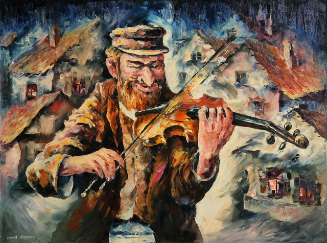 640x476 Leonid Afremov, Fiddler On The Roof I, Oil Painting - Fiddler On The Roof Painting