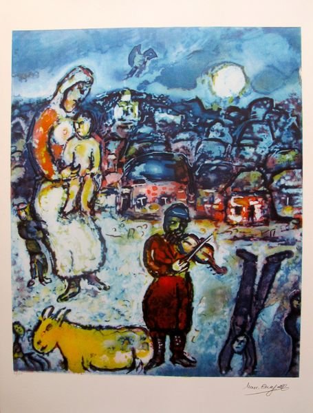 455x600 Marc Chagall Fiddler On The Roof Facsimile Signed Amp - Fiddler On The Roof Painting