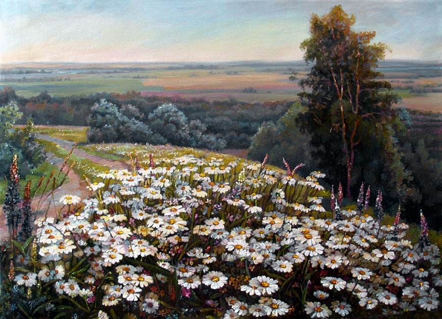 900x650 Edward Tag Wallpapers Beatiful Prince Nature Island Edward Side - Field Of Daisies Painting