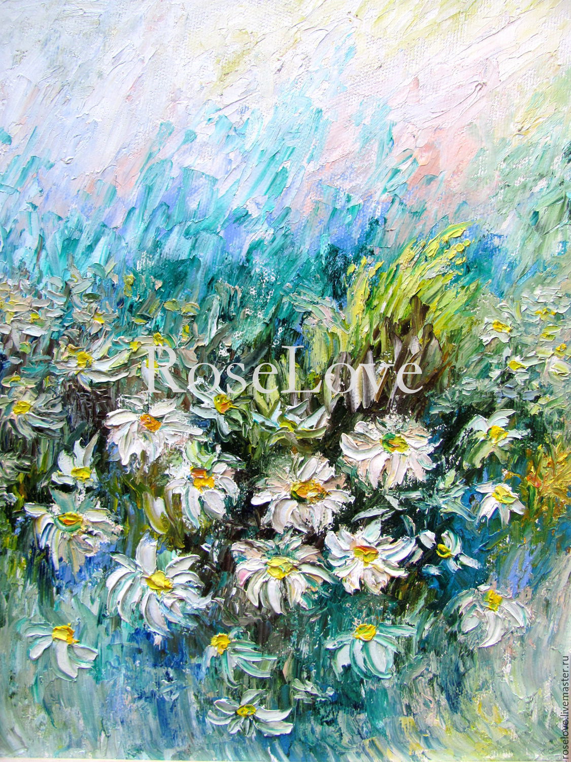 1125x1500 Oil Painting White Dancing Daisies Shop Online On Livemaster - Field Of Daisies Painting