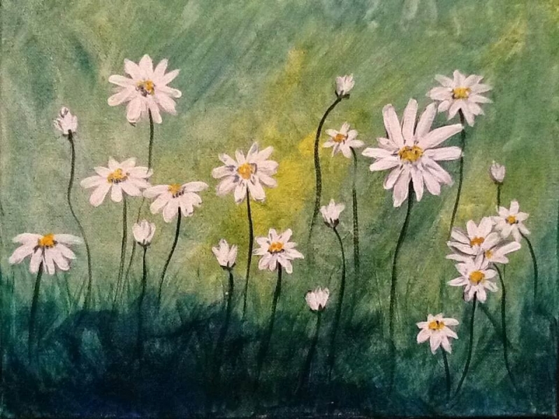 800x600 Art Gallery - Field Of Daisies Painting