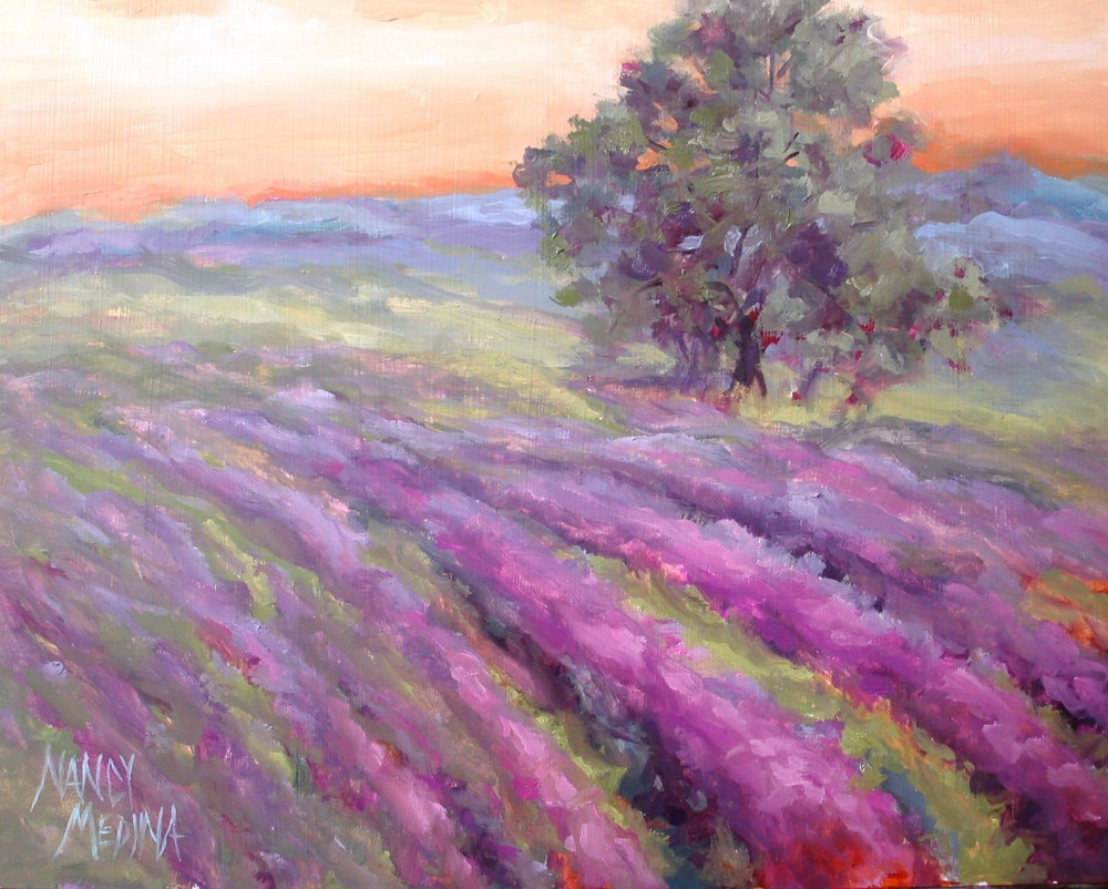1000x802 Lavender Field Of Dreams 11x14 By Artist Nancy Medina, - Field Of Dreams Painting