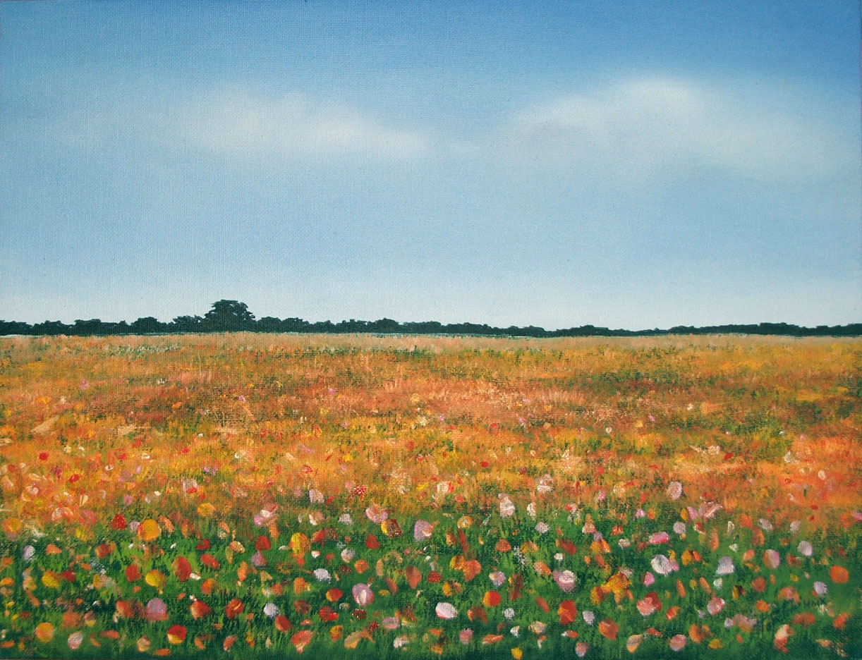 1222x936 Flower Field Oil Painting Fine Arts Gallery - Field Of Flowers Painting