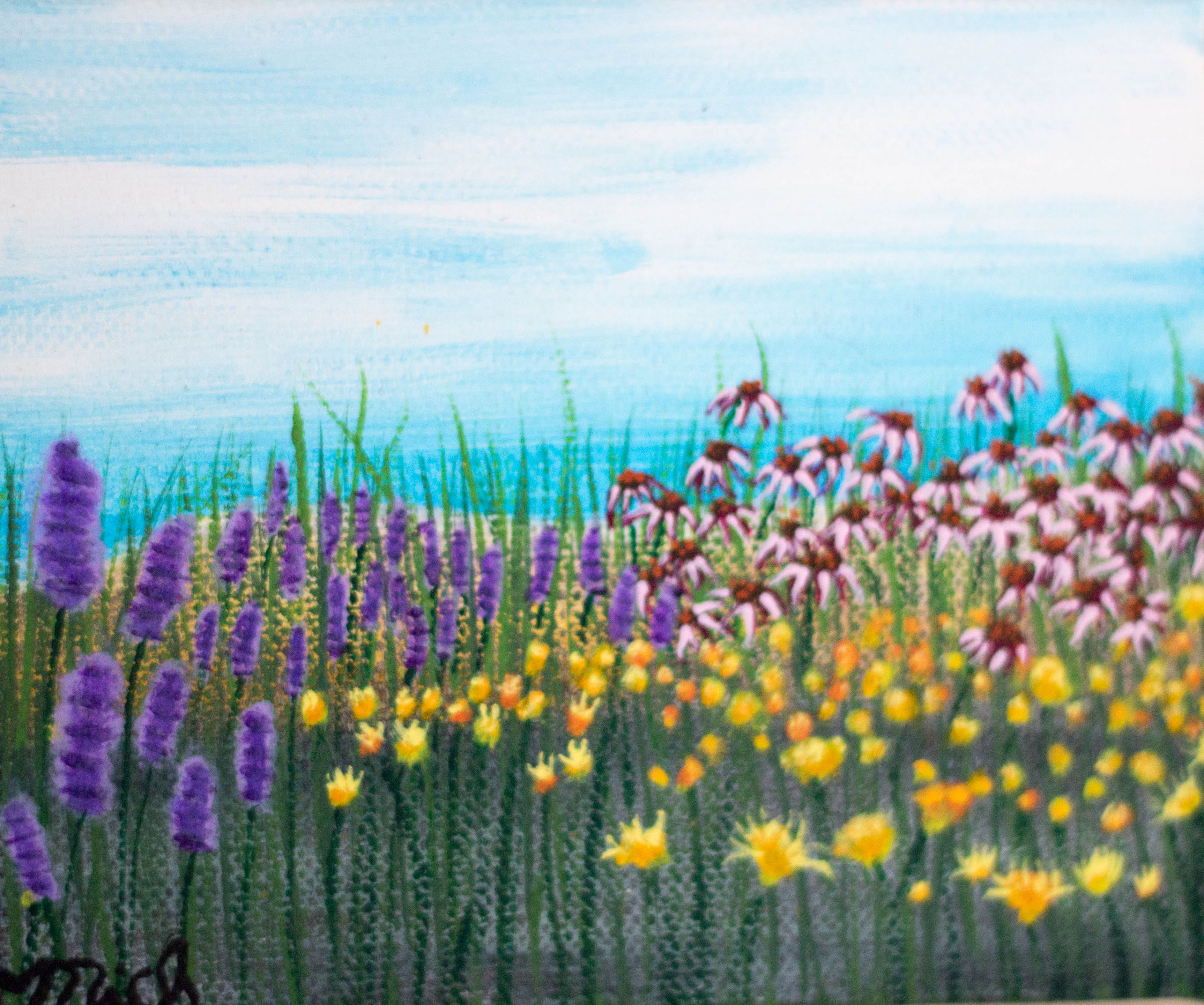 3450x2880 Flower Fields And Aspen Trees Paintings Artbymichelle - Field Of Flowers Painting