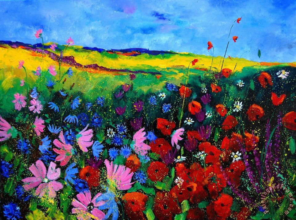 960x714 Pol Ledent Field Flowers Painting - Field Of Flowers Painting