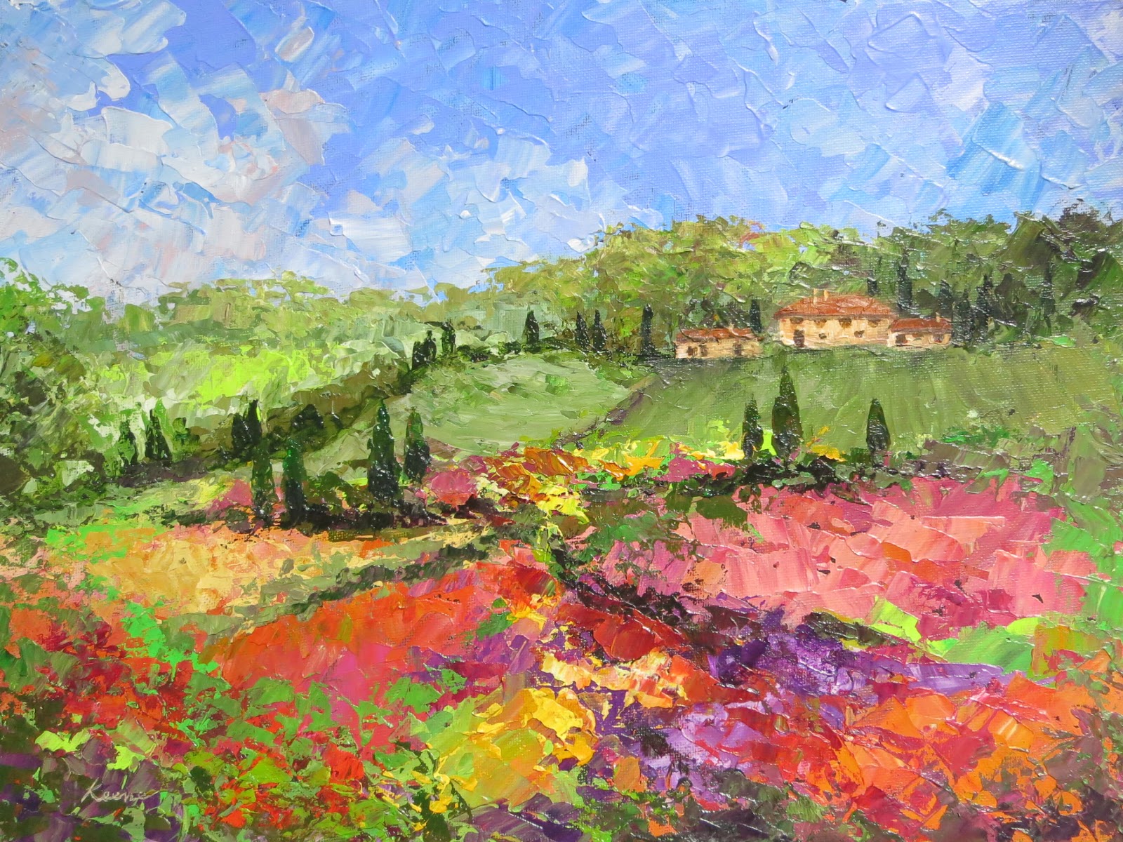 1600x1200 Carol Keene Flower Fields - Field Of Flowers Painting