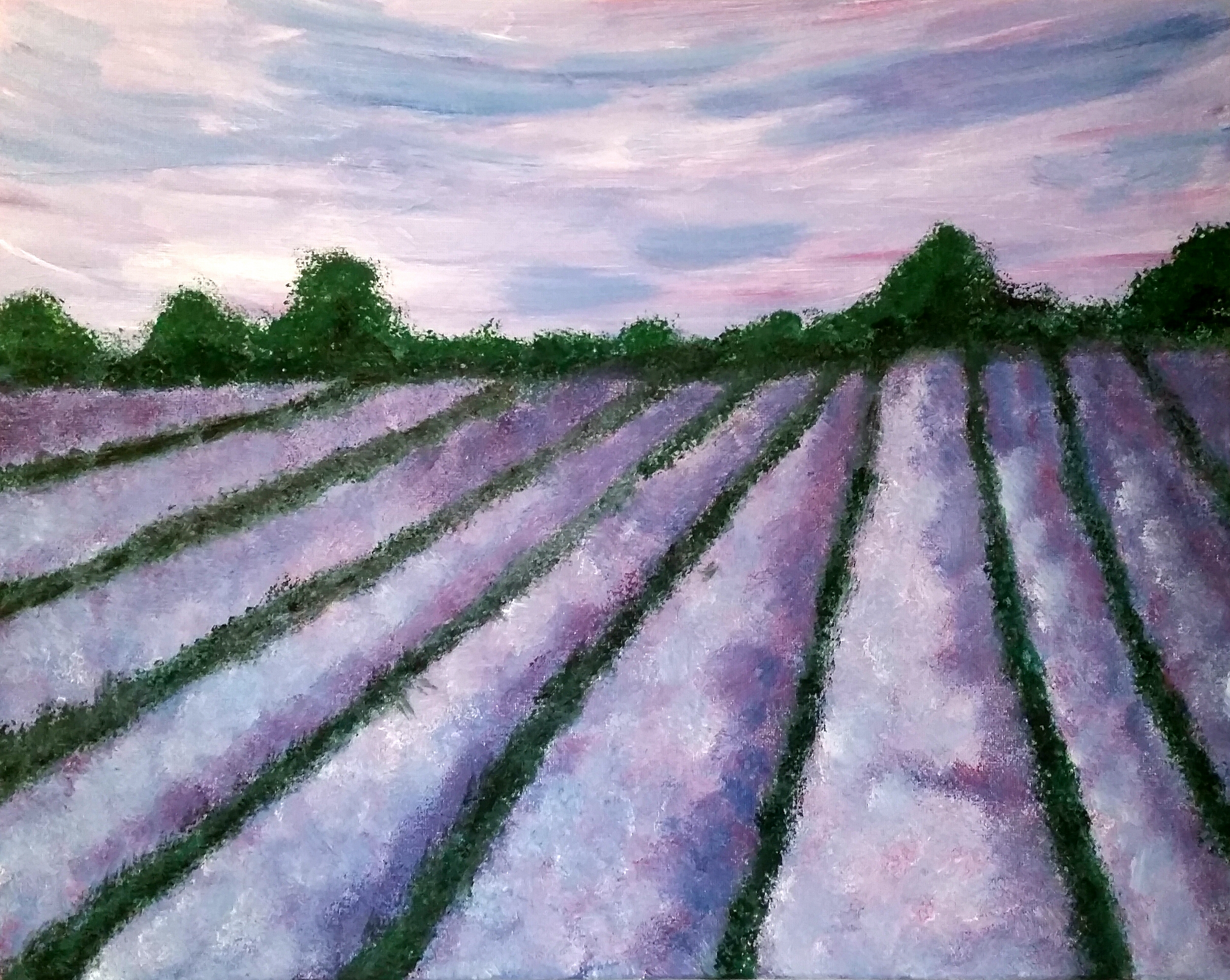 3334x2657 Lavender Field Painting - Field Painting