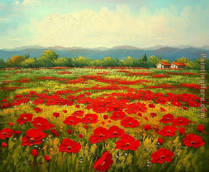 700x576 Poppy Field Painting Anysize 50% Off - Field Painting
