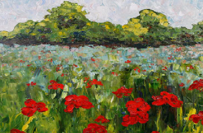 700x460 Brush Amp Bottle Poppy Field Painting On Canvas - Field Painting