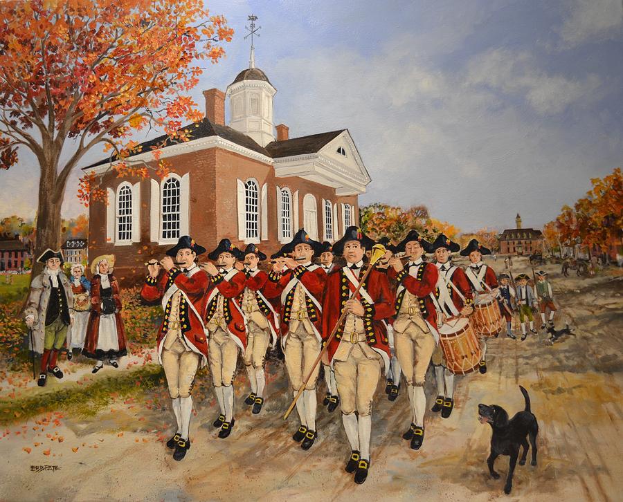 900x726 Williamsburg Fife And Drum Painting By Ebb Pate - Fife And Drum Painting