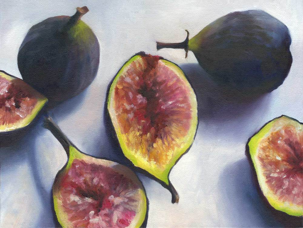 1000x753 Jo Bradney Still Life Oil Paintings Of Food And Charcoal Still - Fig Painting