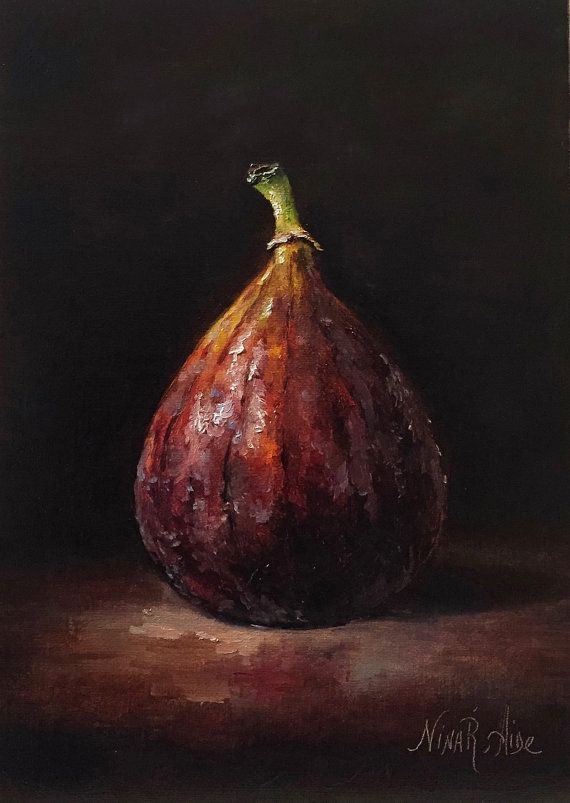 570x803 Still Life Fig Oil Painting By Nina R.aide Original Fine Art Fruit - Fig Painting