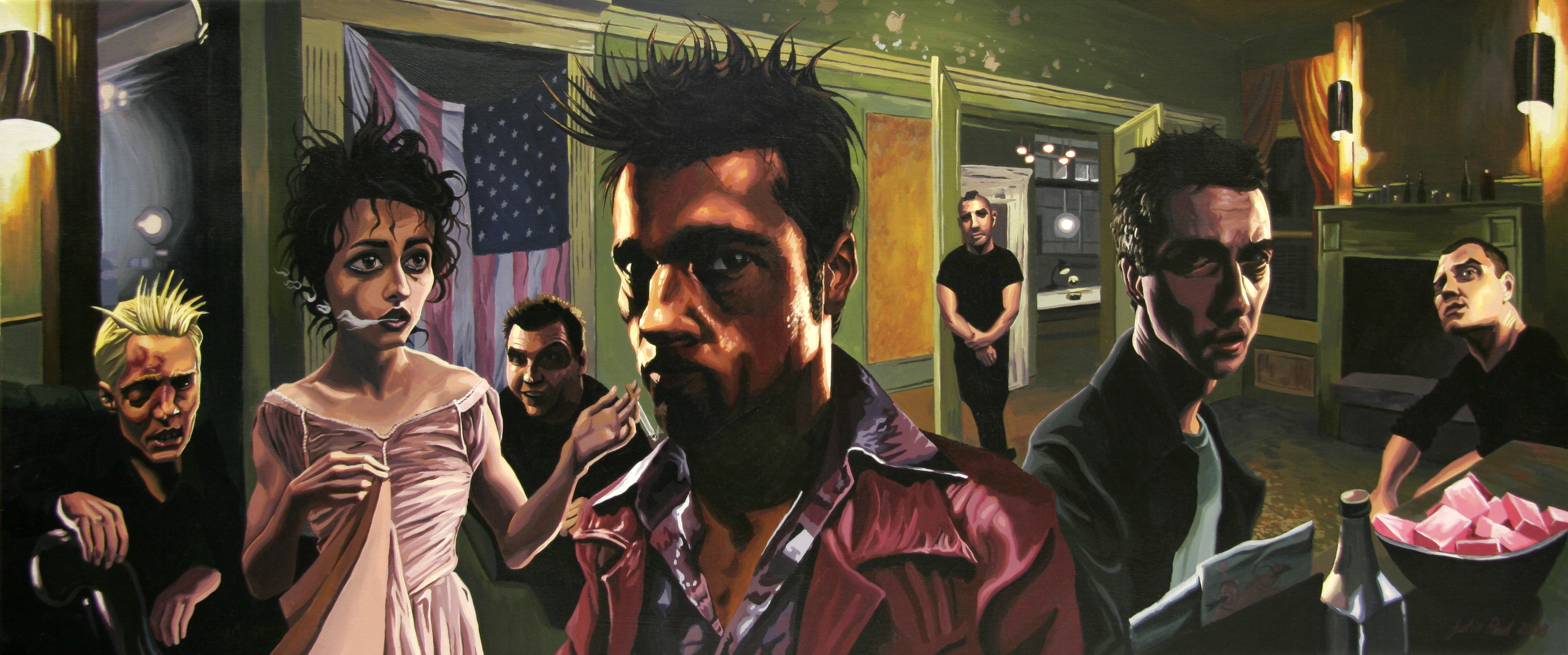 3304x1380 Fight Club Justin Reed Foundmyself - Fight Club Painting