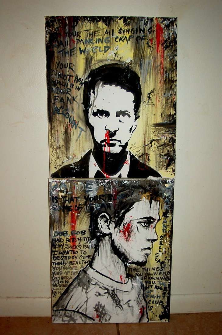 729x1097 Fight Club Duo By Davecartel - Fight Club Painting