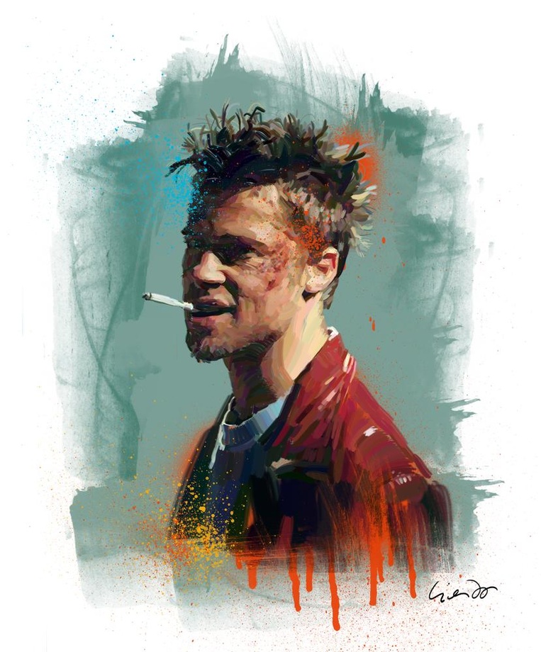 763x920 Fight Club, An Art Print By Luis Liendo - Fight Club Painting