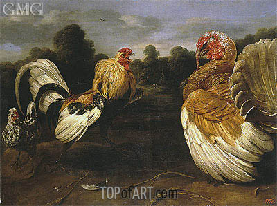 400x298 Fight Of A Rooster And A Turkey Cock Frans Snyders Painting - Fight Painting