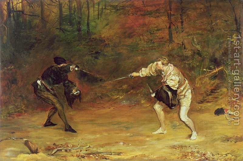 800x531 To The Death A Sword And Dagger Fight With One Hand Beats Cold - Fight Painting