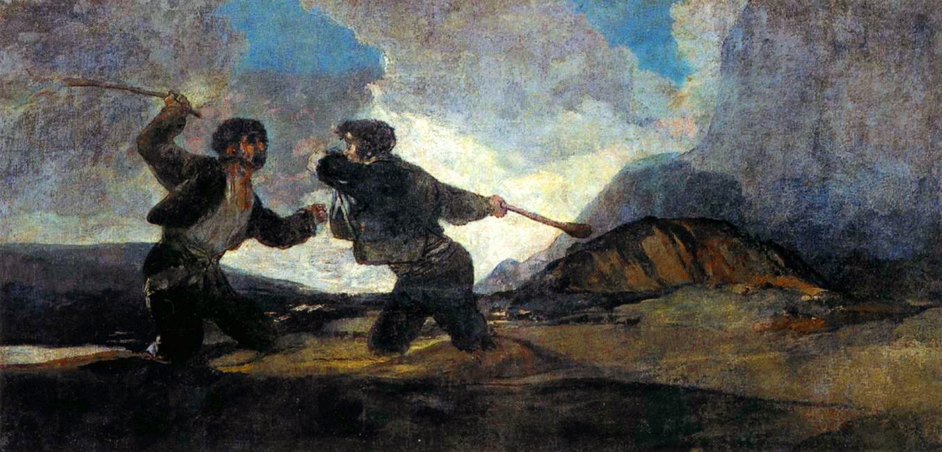 1354x650 Today In Social Sciences The Fight With Cudgels, By Goya - Fight Painting