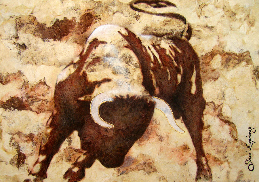 900x632 Fight Bull Painting By J - Fight Painting