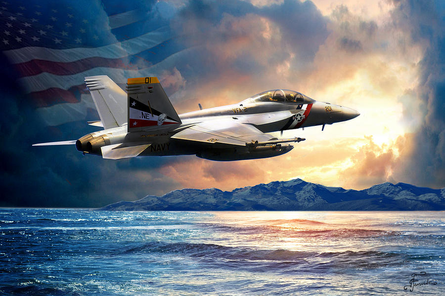 900x600 Bounty Hunter Fighter Jet, America The Beautiful Painting By - Fighter Jet Painting