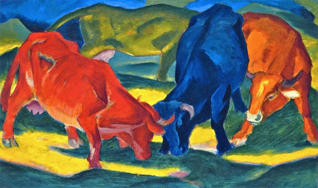 640x379 Fighting Cows By Franz Marc Unframed In Painting Amp Calligraphy - Fighting Cows Painting