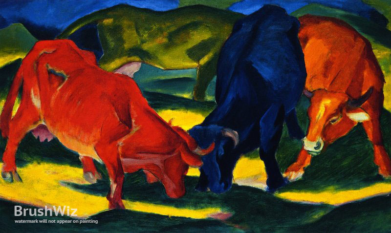 800x477 Fighting Cows By Franz Marc - Fighting Cows Painting