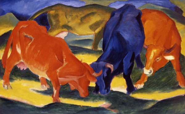 600x369 Artwork By Franz Marc - Fighting Cows Painting
