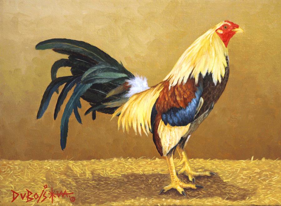 900x660 Gamecock Painting By Howard Dubois - Fighting Rooster Painting