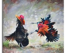 236x187 Pin By Olga 1019 On Rooster Art, Bird - Fighting Rooster Painting