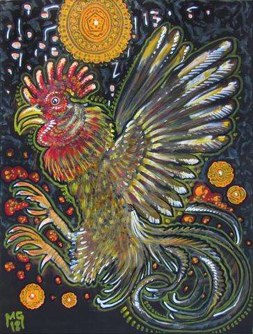 364x480 Rock Out! (Fighting Rooster) Michaelgarfield - Fighting Rooster Painting