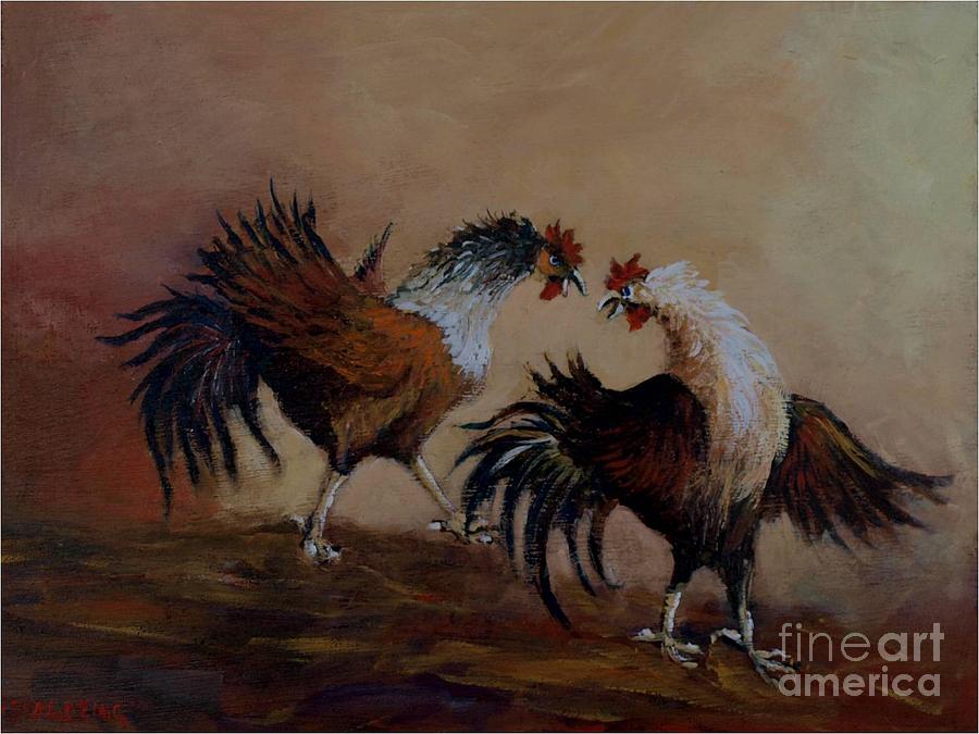 Fighting Rooster Painting At PaintingValley.com | Explore Collection Of ...