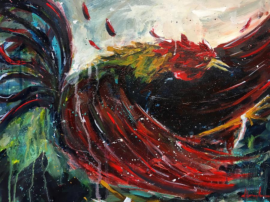 900x674 Fighting Rooster Paintings Fine Art America - Fighting Rooster Painting