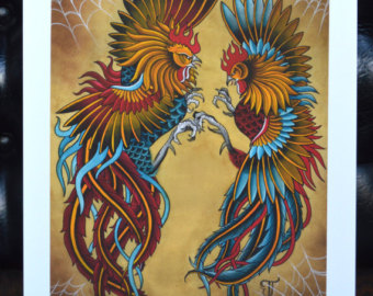 340x270 Fighting Rooster Tattoos - Fighting Rooster Painting