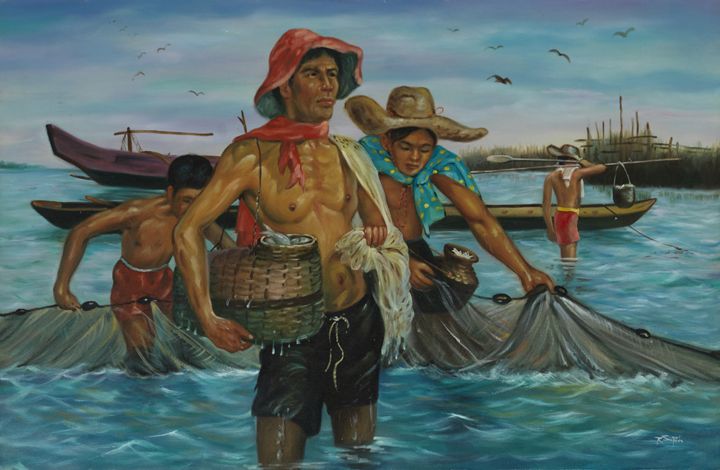 720x470 Native Fishermen In The Philippines - Filipino Artist Painting