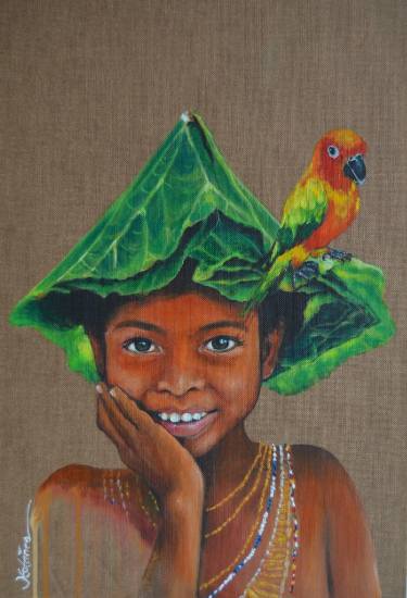 375x550 Saatchi Art The Indigenous Philippines Aeta Child Painting By Jv - Filipino Painting