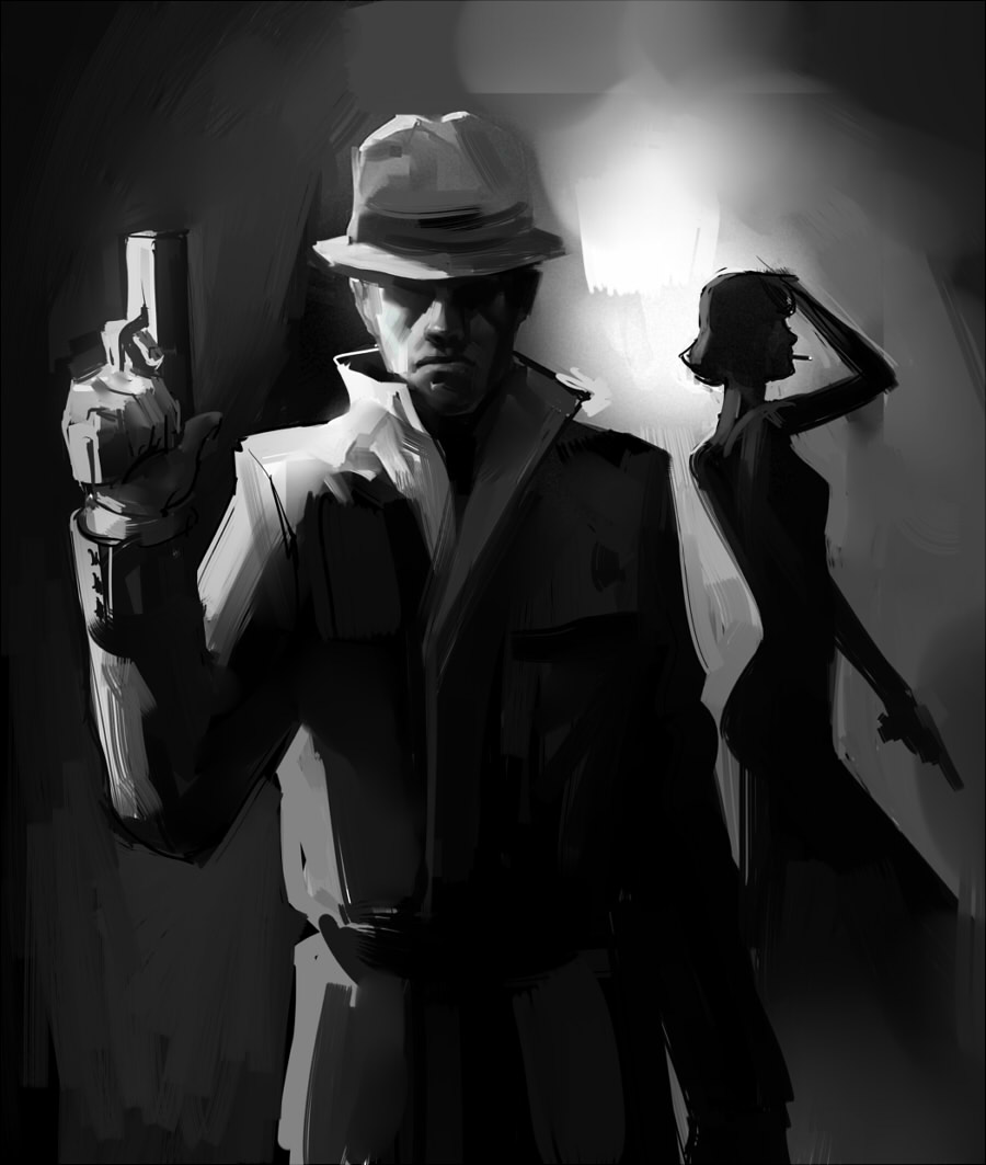 900x1063 Film Noir By Makkon - Film Noir Painting