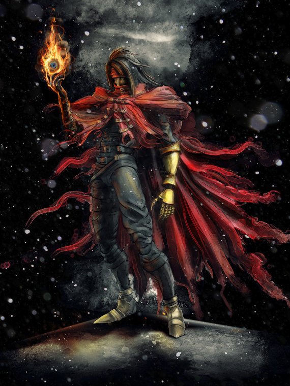 570x760 Final Fantasy Vii Vincent Valentine Painting Signed Museum - Final Fantasy 7 Painting
