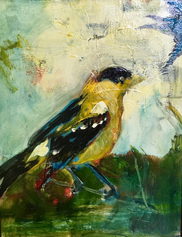 770x1001 Saatchi Art Abstract Finch Painting By Diane Voyentzie - Finch Painting