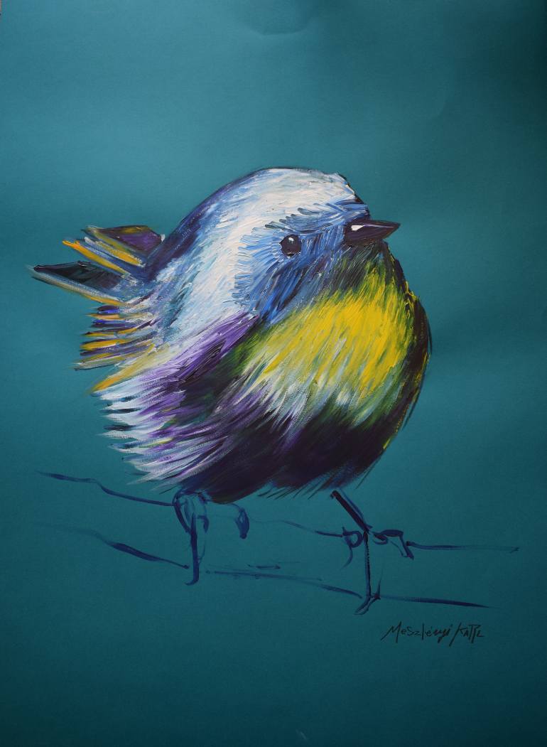 770x1051 Saatchi Art Color Finch Painting By Karl Meszlenyi - Finch Painting