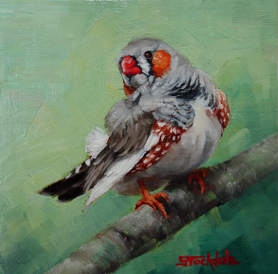 900x888 Zebra Finch Miniature Painting By Margaret Stockdale - Finch Painting